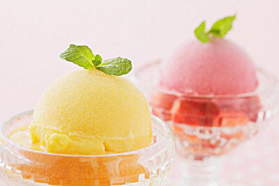 Orange Sorbet And Strawberry Sorbet