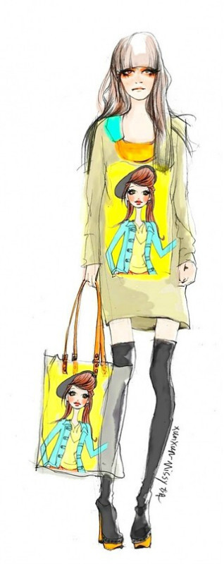 手绘时装插画