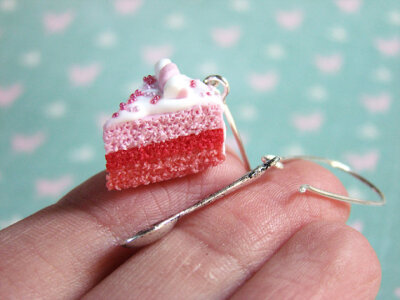 Birthday Cake Earrings - Strawberry Pink and Marshmallows - Gateau Collection