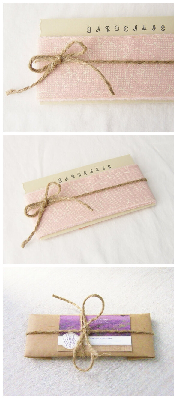 纸张+布+麻绳 [Fabric Ribbon - Shabby Peach - Cabbage Roses] from Etsy