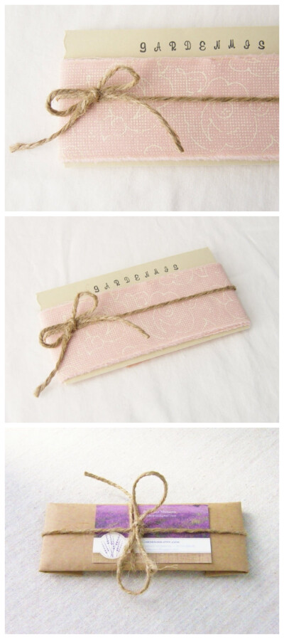 纸张+布+麻绳 [Fabric Ribbon - Shabby Peach - Cabbage Roses] from Etsy