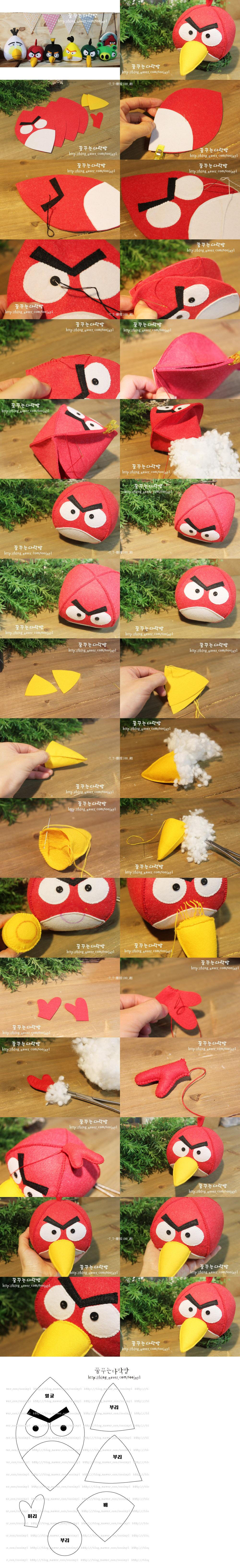 Angry Birds~没有玩过愤怒的小鸟游戏·也听过它的大名吧·不织布的各种妙用·Angry Birds公仔篇·6-1~ 红色小鸟（红火）