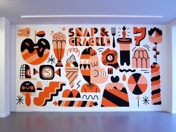 "Snap & Crackle" wallpainting at House of Visual Culture - Hedof