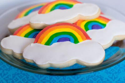 rainbow and cloud cookies.