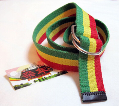 牙买加雷鬼reggae红黄绿rasta朋克街头帆布腰带皮带