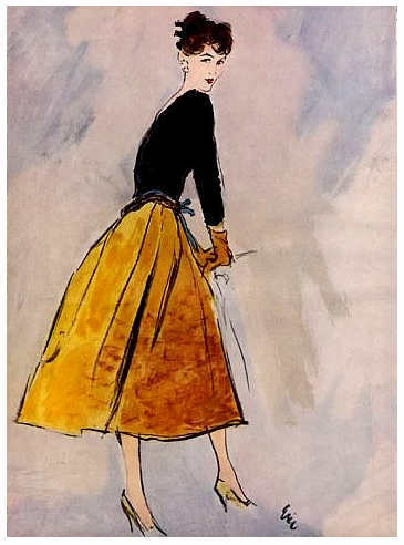 Hattie Carnegie design illustrated by Eric, 1954