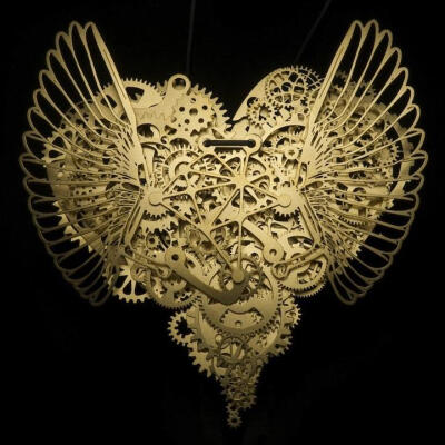 “精神错乱的机械心脏”纸艺雕塑--Insanely Detailed Mechanical Heart Paper Sculptures