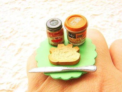 Miniature Food Ring Peanut Butter Strawberry Jam Bread