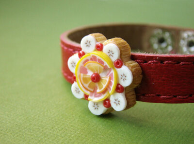 Fruit Tart Red Leather Cuff