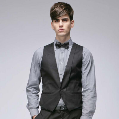 GXG 时尚男斯文黑色马甲