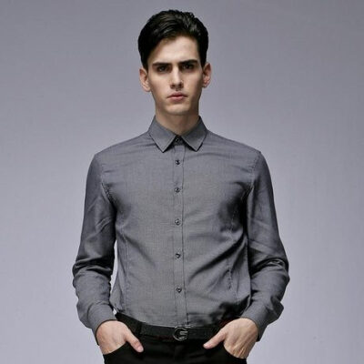 GXG 男士休闲长袖衬衫修身时尚