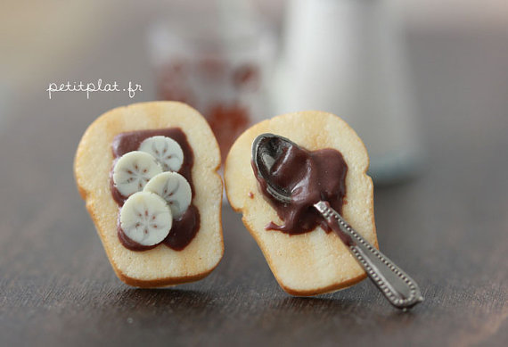 Toast Earrings -Chocolate ，Banana Slices