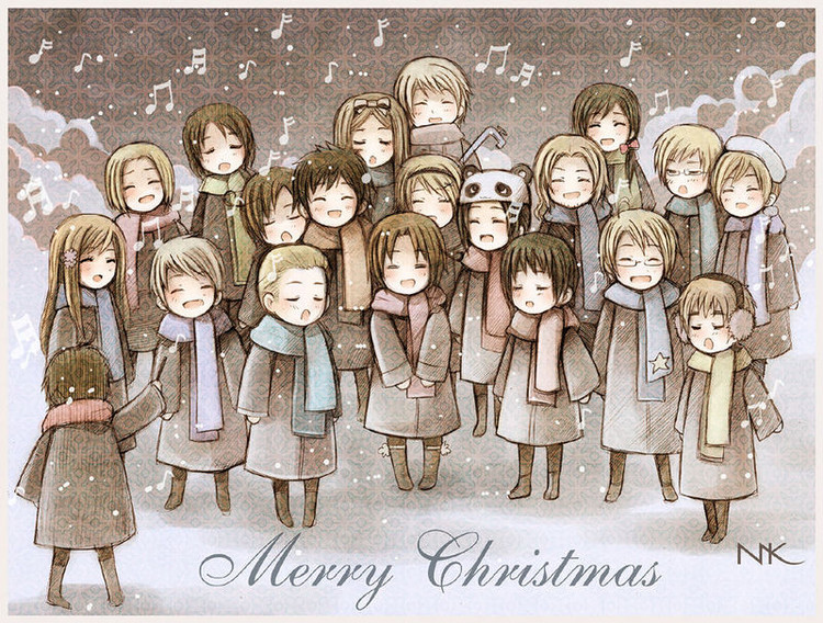 一起唱：We wish you a merry christmas... we wish you a merry christmas ...~ 黑塔利亚合唱团~ =v= 一群萌孩子~