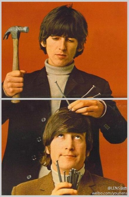乔治·哈里森和约翰·列侬。1966年