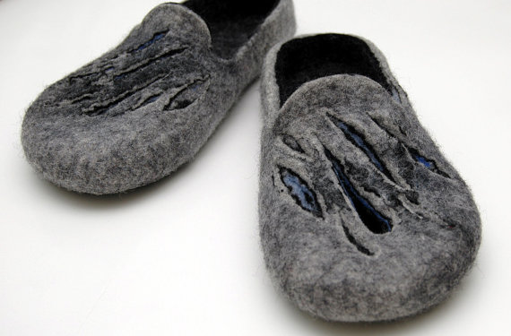 Gray Black Slippers for Him