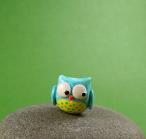 Little Blue Owl - Hand Sculpted