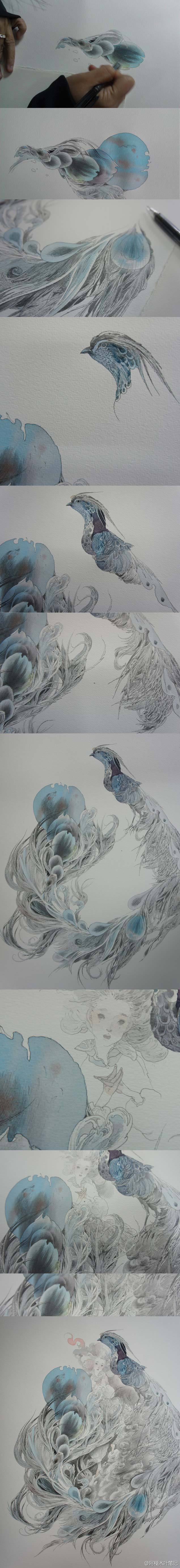 阿梗木叶笔记（其实我也不认识）画给学生的画，好美！细节好用心！