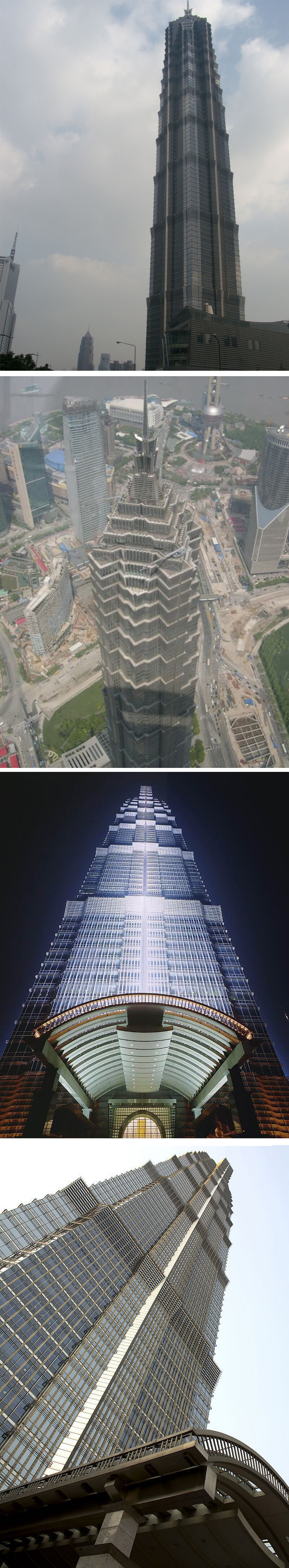 【上海-金茂大厦】 金茂大厦（Jin Mao Tower），又称金茂大楼，位于上海浦东新区黄浦江畔的陆家嘴金融贸易区，楼高420.5米，目前是上海第2高的摩天大楼（截至2008年8月）、中国大陆第3高楼、世界第8高楼。