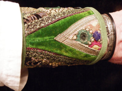 Cuff Green Indian Uzbek Embroidery Peace Cuff