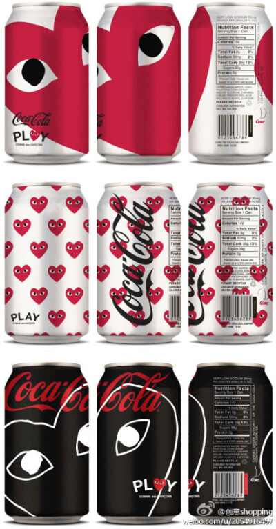 川久保玲与可口可乐混搭的作品——Coca-Cola x PLAY！买了一定舍不得喝，外观真的很赞！