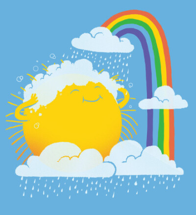 问：为什么老下雨？答：因为太阳公公爱上了洗头。