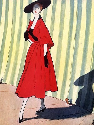 Christian Dior ensemble illustrated by Renè Gruau, 1949