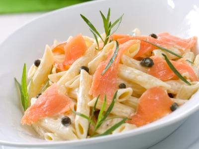 Grilled salmon pasta with citrus cream