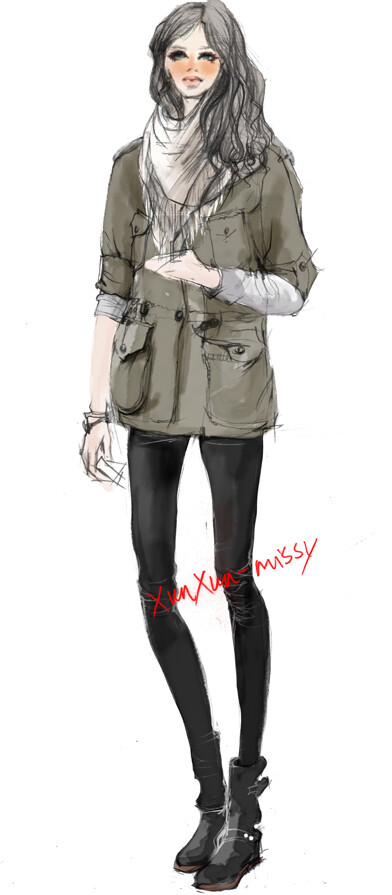 xunxun-missy 手绘冬季时装插画