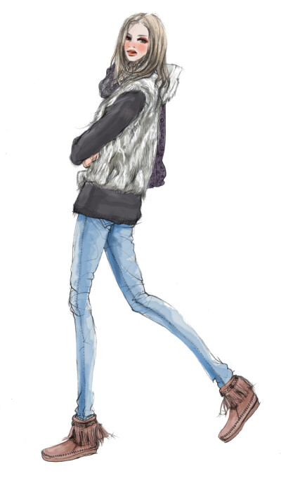 xunxun-missy 手绘冬季时装插画