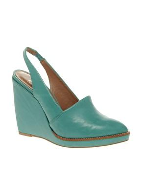 Image 1 of ASOS PREMIUM PALM TREE Leather Pointed Wedges