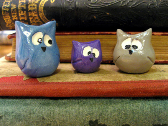 Worry Owl Set of 3 Polymer Clay Figures 欢迎关注微信订阅号nonodesign,获取更多艺术灵感~