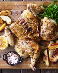 Spiced Flattened Chicken with Potatoes