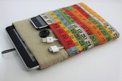 iPad Case, iPad Sleeve, iPad Cover, PADDED, with pockets for iPhone - Retro Colorful Measuring Tape