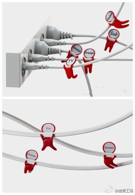 还在为插座上线太多而烦恼吗？马克兄弟来帮忙啦，他们可以抱住电线标注上每条线连接的电子设备哦！
