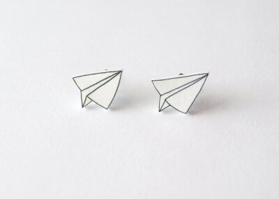 Paper Plane Stud Earrings - Made To Order