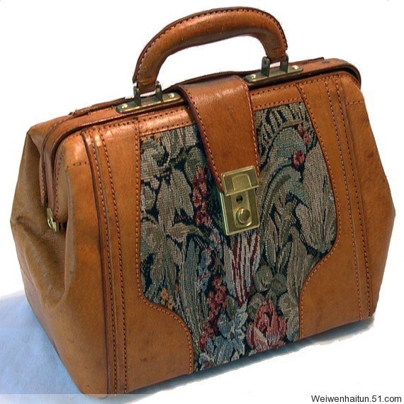 1960年代法国古董真皮手提包