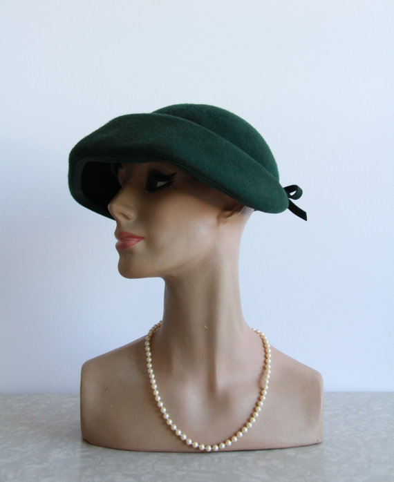 Vintage Doeskin Wool Hat . Brimmed . Mid Century Chic