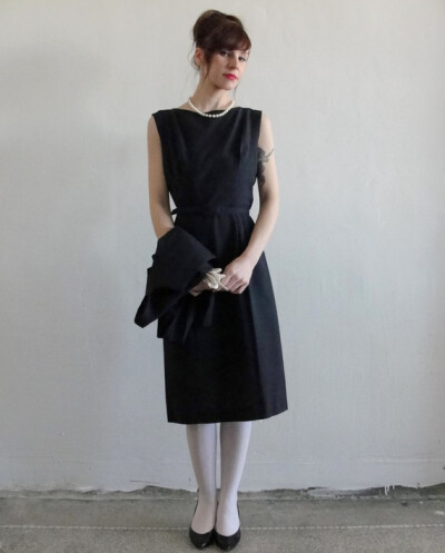 Vintage 1950s Navy Dress 1960s . Wiggle Gown Matching Jacket Two Piece . Mad Men