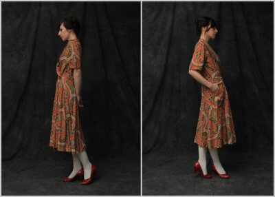 Vintage Paisley Wrap . Robe Dress . House Gown . 1960s Mod