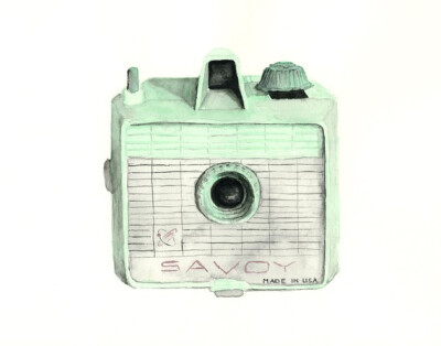 8x10 - green vintage camera watercolor print