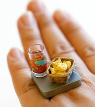 Kawaii Cute Miniature Food Ring Glass of by fingerfooddelight, $10.00