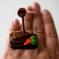 Kawaii Miniature Food Floating Ring Steak by fingerfooddelight, $12.00