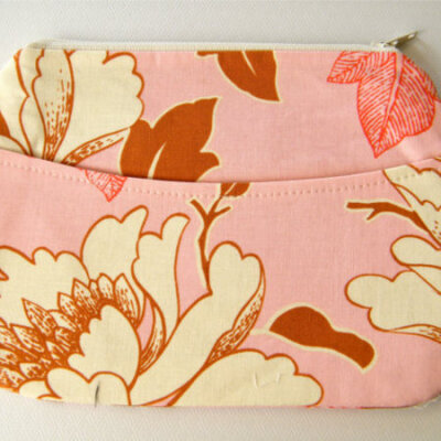 Zip Wallet Pouch - Pink Peony - Ready to Ship