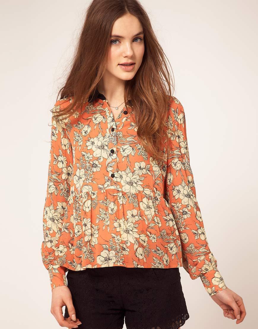 asos 甜美复古风小碎花衬衫