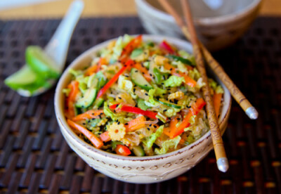 inside out chinese spring roll salad.