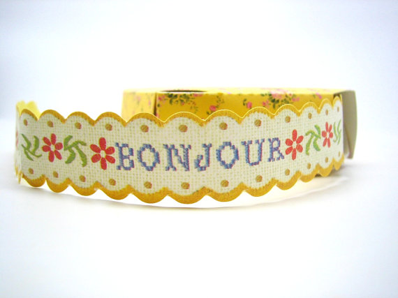 Romantic Scalloped Edge Floral Paper Craft Tape - BONJOUR (2cm x 1.5m)