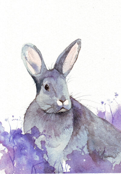 可爱的小兔子Rabbit Painting art print of watercolor painting