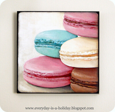 Instagram inspired Macarons wood mounted print by Everyday is a Holiday