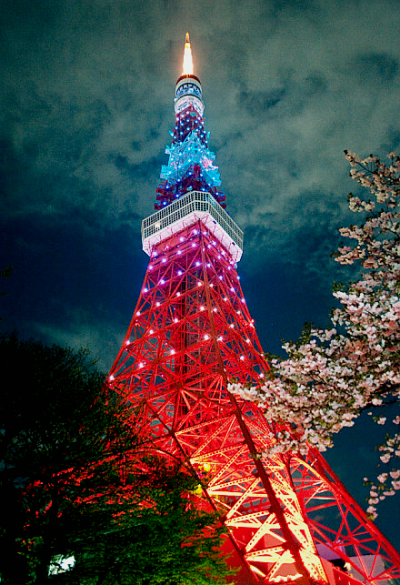日本东京铁塔夜景。真美。