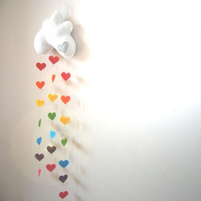 Raining Love Hearts Cloud Mobile - A Funky Felt Wall Decoration from Clara Luna